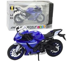 Metalinis sportinio motociklo modelis su šviesos ir garso efektais R1 1:12, mėlynas