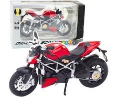 Metalinis sportinio motociklo modelis su šviesos ir garso efektais, 1:12, raudonas/sidabrinis