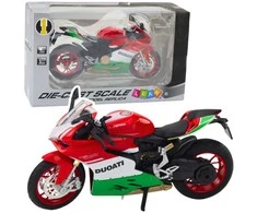 Metalinis sportinio motociklo modelis su šviesos ir garso efektais, 1:12, raudonas/žalias