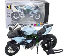 Metalinis sportinio motociklo modelis su šviesos ir garso efektais, 1:12, sidabrinis
