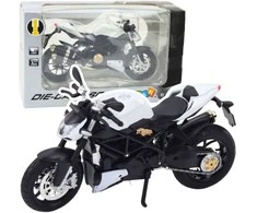 Metalinis sportinio motociklo modelis su šviesos ir garso efektais, 1:12, baltas
