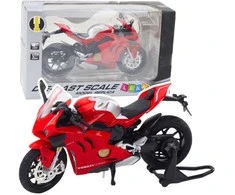 Metalinis sportinio motociklo modelis su šviesos ir garso efektais, 1:12, raudonas