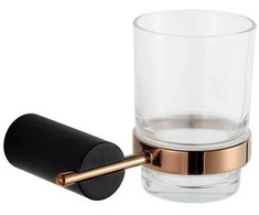 Mexen Aron stiklinė su laikikliu, Juodas/Rose Gold