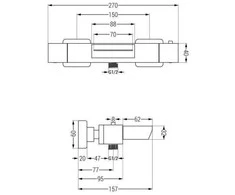 Mexen termostatinis vonios maišytuvas Cube, Graphite