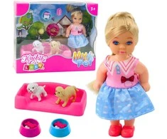 Mini lėlė su šuniukais ir aksesuarais