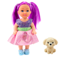 Mini lėlė su šuniuku, 12 cm (1 vnt.)