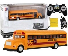 Mokyklinis autobusas su nuotolinio valdymo pultu, geltonas