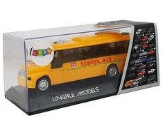 Mokyklinis autobusiukas su garsais ir šviesom, geltonas