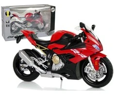 Motociklo modelis BMW S1000RR su garsais ir šviesomis, raudonas