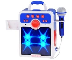 Muzikinis „boombox“ mėlynas garsiakalbis vaikams su mikrofonu