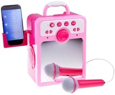 Muzikinis „boombox“ rožinis garsiakalbis vaikams su mikrofonu