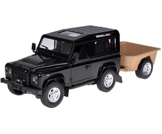 Nuotoliniu būdu valdomas automobilis Land Rover Defender su priekaba, juodas