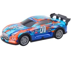 Nuotoliniu būdu valdomas sportinis automobilis su šviečiančiu kėbulu, oranžinis/turkio spalva