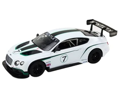Nuotoliniu būdu valdomas sportinis Bentley Continental GT3 automobilis, baltas