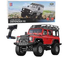 Nuotoliniu būdu valdomas visureigis Land Rover Defender 90, raudonas