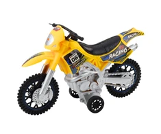 Off-Road krosinis motociklas su šviesos ir garso efektais, geltonas