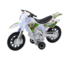 Off-Road krosinis motociklas su šviesos ir garso efektais, baltas