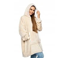 Oversize džemperis su gobtuvu, beige