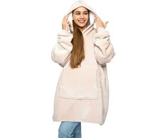 Oversize džemperis su gobtuvu, light beige