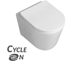 Pakabinamas klozetas Laveo Jari CycleOn Rimless su lėtai nusileidžiančiu dangčiu