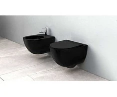 Pakabinamas klozetas Rea Carlo Mini Rimless Flat, Juodas Mat