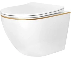 Pakabinamas klozetas Rea Carlo Mini Tornado NFQ, Gold Edge