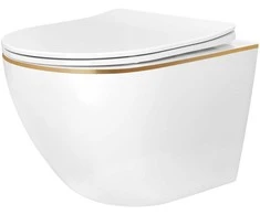 Pakabinamas klozetas Rea Carlo Mini Tornado NF, Gold Edge