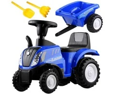 Paspiriamas traktorius su priekaba New Holland, mėlynas