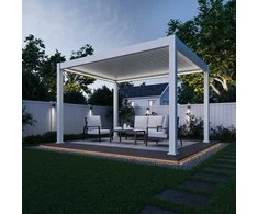 Pavėsinė Pergola DELUXE PRO AUTOMATIC 3x4 su LED, Baltas
