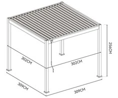 Pavėsinė Pergola ELEGANCE AUTOMATIC 3x3 su LED, Baltas