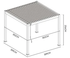 Pavėsinė Pergola ELEGANCE AUTOMATIC 3x3 su LED, Baltas