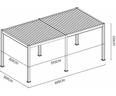 Pavėsinė Pergola ELEGANCE AUTOMATIC 3x6 su LED, Taupe