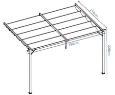 Pavėsinė Pergola SPRINT WALL 4x2.7, Anthracite/Baltas, montuojama prie sienos
