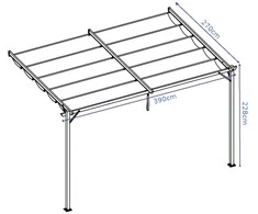 Pavėsinė Pergola SPRINT WALL 4x2.7, Anthracite/Baltas, montuojama prie sienos