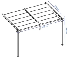 Pavėsinė Pergola SPRINT WALL PLUS 4x2.7m, Anthracite/Baltas, montuojama prie sienos
