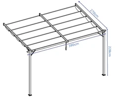 Pavėsinė Pergola SPRINT WALL PLUS 4x2.7m, Anthracite/Baltas, montuojama prie sienos