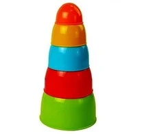 Piramidė – spalvoti puodeliai, 5 vnt.