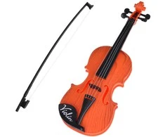Plastikinis smuikas su stryku vaikams, šviesiai rudas, 42 cm
