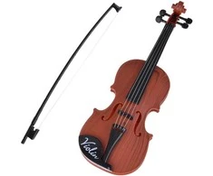 Plastikinis smuikas su stryku vaikams, tamsiai rudas, 42 cm