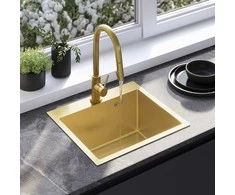 Plieninė virtuvinė plautuvė Rea Leo 50, Brushed Gold