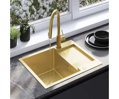 Plieninė virtuvinė plautuvė Rea Paul, Brushed Gold