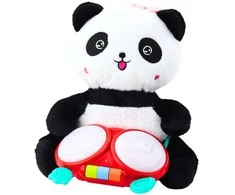 Pliušinė panda su būgnais su šviesos ir garso efektais