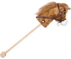 Pliušinė žirgo galva ant lazdos Hobby Horse su garsais, rudas