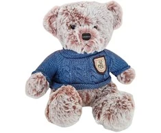 Pliušinis žaislas Meškiukas su mėlynu megztuku, 21 cm