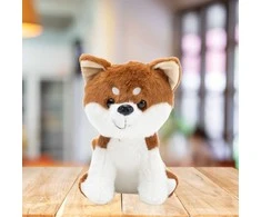 Pliušinis žaislas Šuniukas Shiba, 20 cm, baltas/rudas
