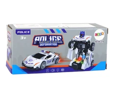 Policijos automobilis - robotas 2in1, baltas