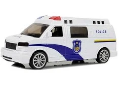 Policijos automobilis su garso ir šviesos efektais, baltas