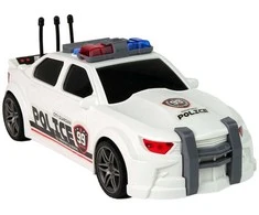 Policijos sportinis automobilis su garsais, baltas
