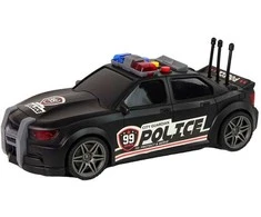 Policijos sportinis automobilis su garsais, juodas