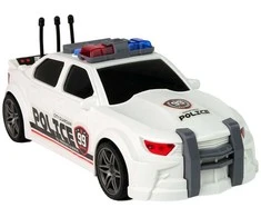 Policijos sportinis automobilis su garsais, baltas